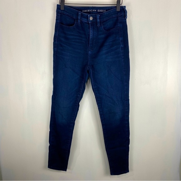 American Eagle Super Stretch Super Hi-Rise Jegging Dark Wash Denim Jeans 4 Short - Picture 1 of 5
